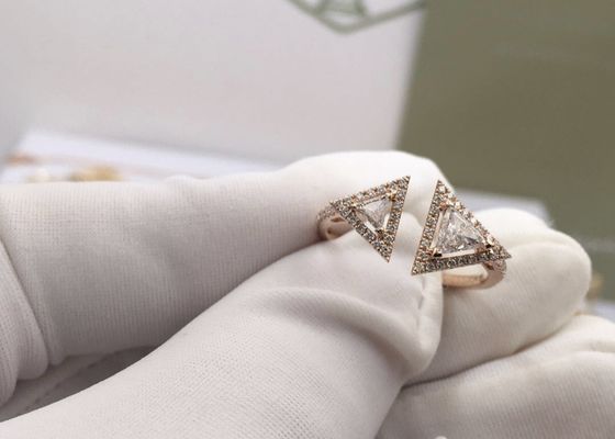 Klassieke Elegante Volledige Diamant 18k Gevormde Rose Gold Engagement Ring Horn