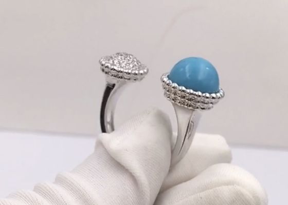 Elegante Unieke 18K van regelbare grootte Gouden Diamond Ring With Turquoise