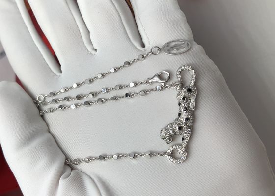 Zwarte het Onyxdiamanten 18K Gouden Diamond Necklace White Gold van Laksmaragden